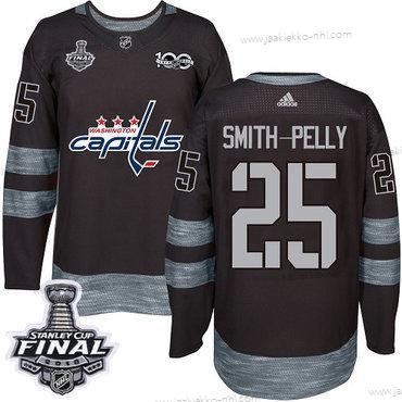 Adidas Miesten Capitals #25 Devante Smith-Pelly Musta 1917-2017 100th Vuosipäivä 2018 Stanley Cup Final Ommeltu NHL Paita