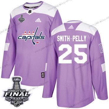 Adidas Miesten Capitals #25 Devante Smith-Pelly Violetti Aito Taistelee syöpää vastaan 2018 Stanley Cup Final Ommeltu NHL Paita