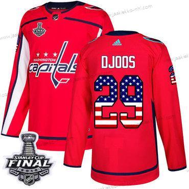 Adidas Miesten Capitals #29 Christian Djoos Punainen Kotiottelupaita Aito USA Flag 2018 Stanley Cup Final Ommeltu NHL Paita