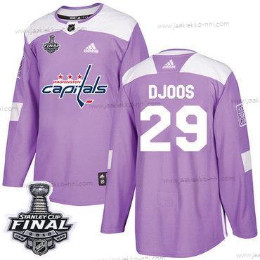 Adidas Miesten Capitals #29 Christian Djoos Violetti Aito Taistelee syöpää vastaan 2018 Stanley Cup Final Ommeltu NHL Paita