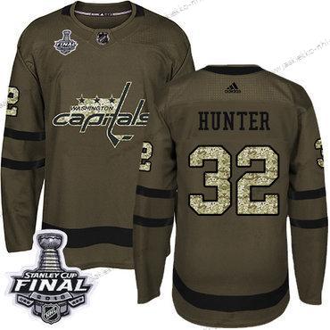 Adidas Miesten Capitals #32 Dale Hunter Vihreä Salute to Service 2018 Stanley Cup Final Ommeltu NHL Paita