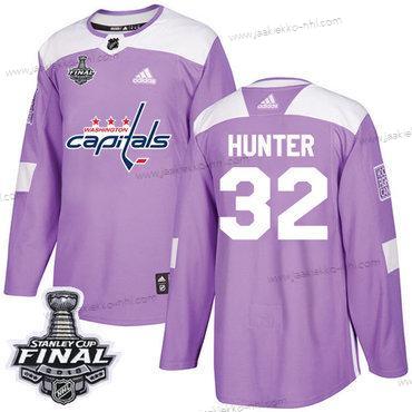 Adidas Miesten Capitals #32 Dale Hunter Violetti Aito Taistelee syöpää vastaan 2018 Stanley Cup Final Ommeltu NHL Paita