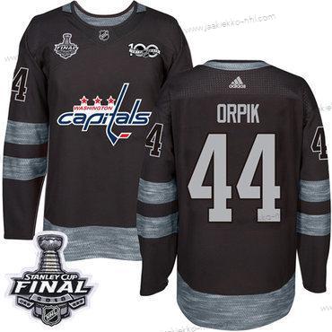 Adidas Miesten Capitals #44 Brooks Orpik Musta 1917-2017 100th Vuosipäivä 2018 Stanley Cup Final Ommeltu NHL Paita