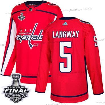 Adidas Miesten Capitals #5 Rod Langway Punainen Kotiottelupaita Aito 2018 Stanley Cup Final Ommeltu NHL Paita