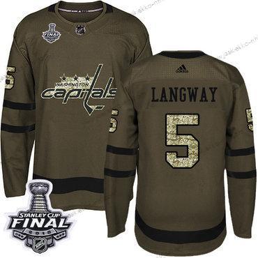 Adidas Miesten Capitals #5 Rod Langway Vihreä Salute to Service 2018 Stanley Cup Final Ommeltu NHL Paita