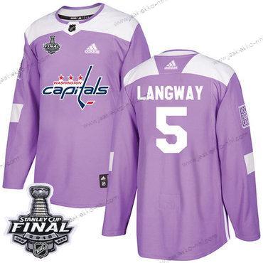 Adidas Miesten Capitals #5 Rod Langway Violetti Aito Taistelee syöpää vastaan 2018 Stanley Cup Final Ommeltu NHL Paita