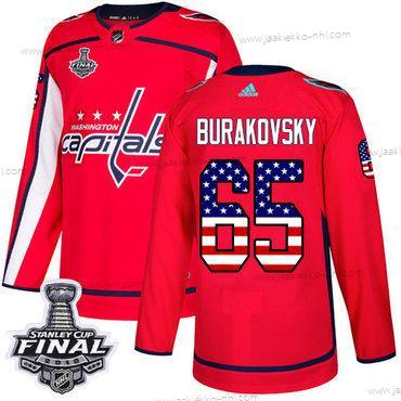 Adidas Miesten Capitals #65 Andre Burakovsky Punainen Kotiottelupaita Aito USA Flag 2018 Stanley Cup Final Ommeltu NHL Paita