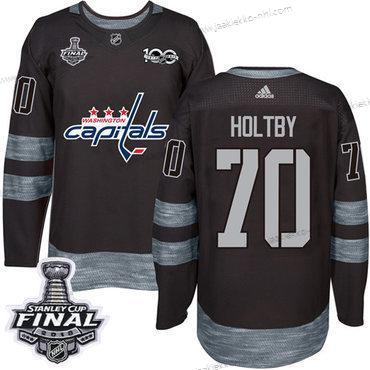 Adidas Miesten Capitals #70 Braden Holtby Musta 1917-2017 100th Vuosipäivä 2018 Stanley Cup Final Ommeltu NHL Paita