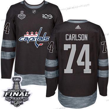 Adidas Miesten Capitals #74 John Carlson Musta 1917-2017 100th Vuosipäivä 2018 Stanley Cup Final Ommeltu NHL Paita