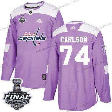 Adidas Miesten Capitals #74 John Carlson Violetti Aito Taistelee syöpää vastaan 2018 Stanley Cup Final Ommeltu NHL Paita