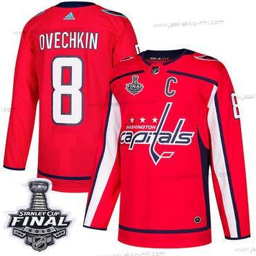 Adidas Miesten Capitals #8 Alex Ovechkin Punainen Kotiottelupaita Aito 2018 Stanley Cup Final Ommeltu NHL Paita