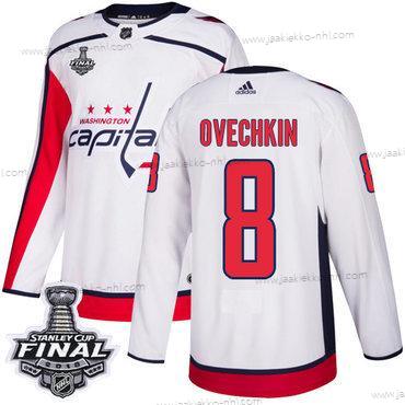 Adidas Miesten Capitals #8 Alex Ovechkin Valkoinen Road Aito 2018 Stanley Cup Final Ommeltu NHL Paita