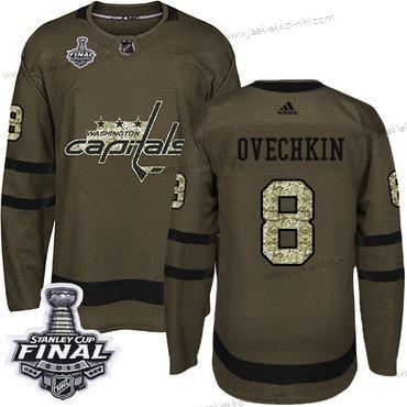 Adidas Miesten Capitals #8 Alex Ovechkin Vihreä Salute to Service 2018 Stanley Cup Final Ommeltu NHL Paita