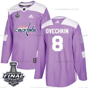 Adidas Miesten Capitals #8 Alex Ovechkin Violetti Aito Taistelee syöpää vastaan 2018 Stanley Cup Final Ommeltu NHL Paita