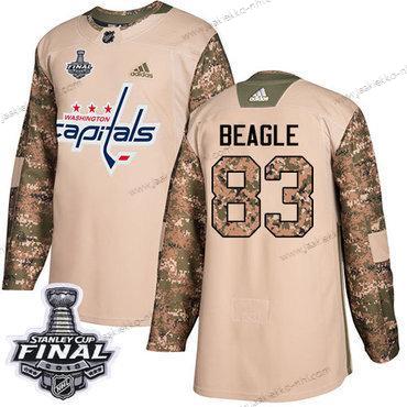 Adidas Miesten Capitals #83 Jay Beagle Maastokuvio Aito 2017 Veterans Day 2018 Stanley Cup Final Ommeltu NHL Paita