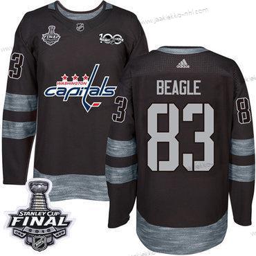 Adidas Miesten Capitals #83 Jay Beagle Musta 1917-2017 100th Vuosipäivä 2018 Stanley Cup Final Ommeltu NHL Paita