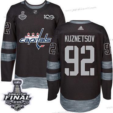 Adidas Miesten Capitals #92 Evgeny Kuznetsov Musta 1917-2017 100th Vuosipäivä 2018 Stanley Cup Final Ommeltu NHL Paita