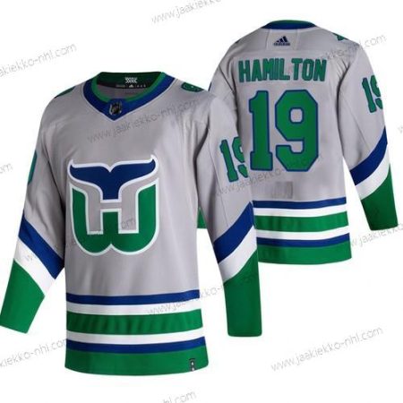 Adidas Miesten Carolina Hurricanes #19 Dougie Hamilton Harmaa 2020-21 Käänteinen Retro Vaihtopaita NHL Paita