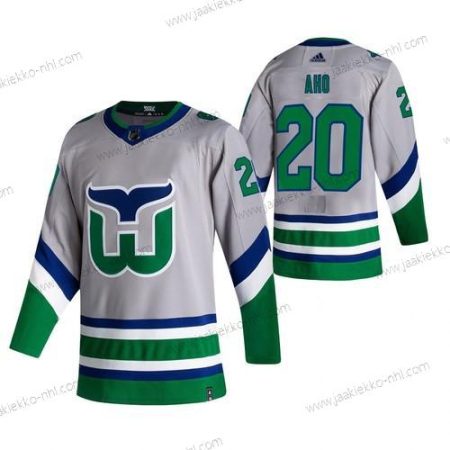 Adidas Miesten Carolina Hurricanes #20 Sebastian Aho Harmaa 2020-21 Käänteinen Retro Vaihtopaita NHL Paita