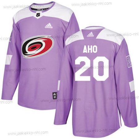 Adidas Miesten Carolina Hurricanes #20 Sebastian Aho Violetti Aito Taistelee syöpää vastaan Ommeltu NHL Paita