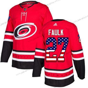 Adidas Miesten Carolina Hurricanes #27 Justin Faulk Punainen Kotiottelupaita Aito USA Flag Ommeltu NHL Paita