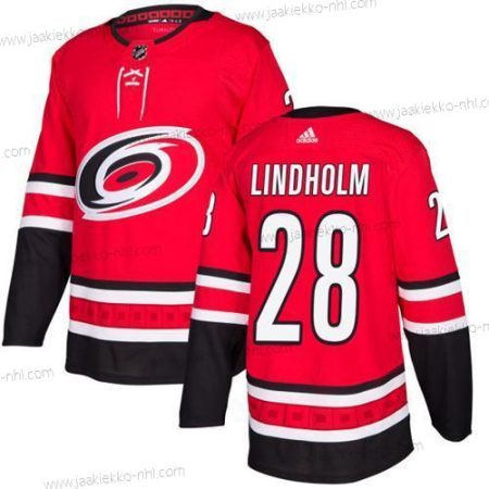 Adidas Miesten Carolina Hurricanes #28 Elias Lindholm Punainen Kotiottelupaita Aito Ommeltu NHL Paita