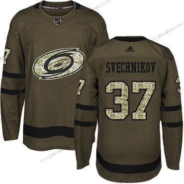 Adidas Miesten Carolina Hurricanes #37 Andrei Svechnikov Vihreä Salute to Service Ommeltu NHL Paita