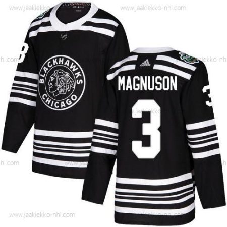 Adidas Miesten Chicago Blackhawks #3 Keith Magnuson Musta Aito 2019 Talvi Klassinen Ommeltu NHL Paita