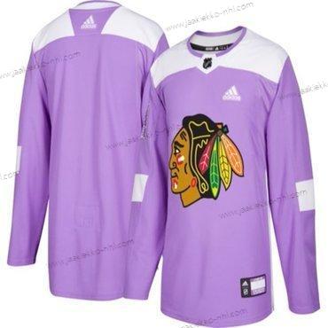 Adidas Miesten Chicago Blackhawks Mukautettu Violetti Pinkki Jääkiekko Taistelee syöpää vastaan Harjoitus Paita