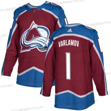 Adidas Miesten Colorado Avalanche #1 Semyon Varlamov Kotiottelupaita Punainen Aito Ommeltu NHL Paita