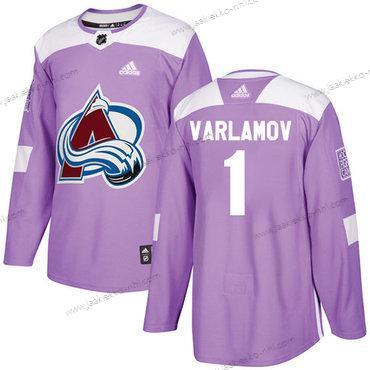 Adidas Miesten Colorado Avalanche #1 Semyon Varlamov Violetti Aito Taistelee syöpää vastaan Ommeltu NHL Paita