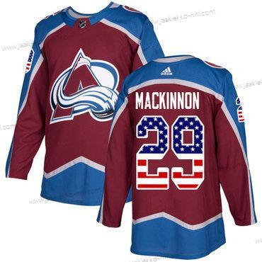 Adidas Miesten Colorado Avalanche #29 Nathan Mackinnon Kotiottelupaita Punainen Aito USA Flag Ommeltu NHL Paita