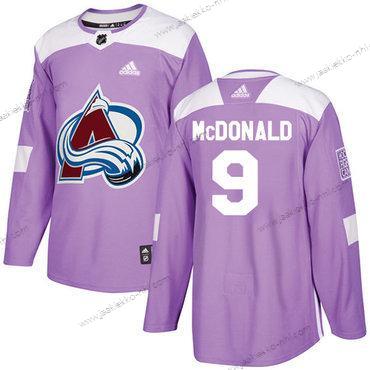 Adidas Miesten Colorado Avalanche #9 Lanny Mcdonald Violetti Aito Taistelee syöpää vastaan Ommeltu NHL Paita