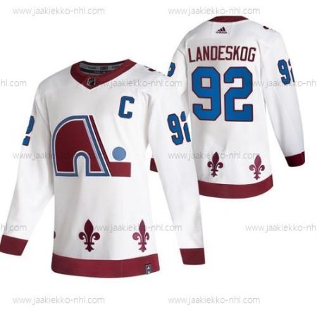 Adidas Miesten Colorado Avalanche #92 Gabriel Landeskog Valkoinen 2020-21 Käänteinen Retro Vaihtopaita NHL Paita