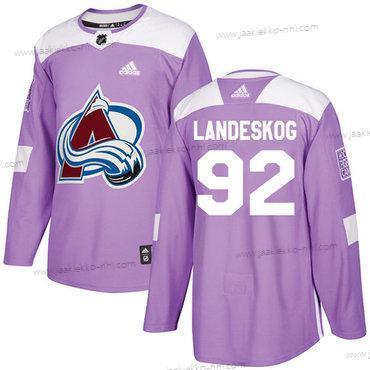 Adidas Miesten Colorado Avalanche #92 Gabriel Landeskog Violetti Aito Taistelee syöpää vastaan Ommeltu NHL Paita