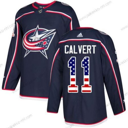 Adidas Miesten Columbus Blue Jackets #11 Matt Calvert Laivastonsininen Sininen Kotiottelupaita Aito USA Flag Ommeltu NHL Paita