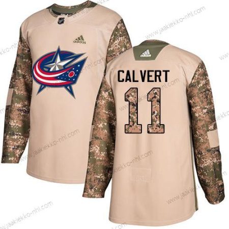 Adidas Miesten Columbus Blue Jackets #11 Matt Calvert Maastokuvio Aito 2017 Veterans Day Ommeltu NHL Paita