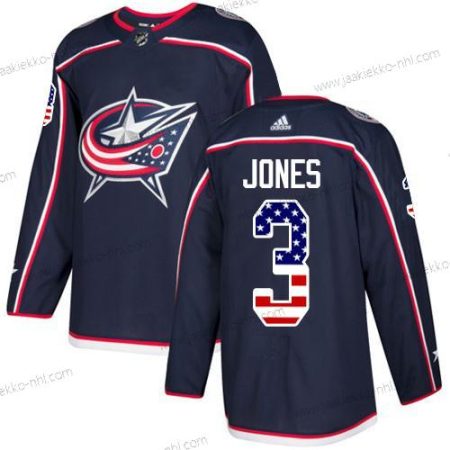 Adidas Miesten Columbus Blue Jackets #3 Seth Jones Laivastonsininen Sininen Kotiottelupaita Aito USA Flag Ommeltu NHL Paita