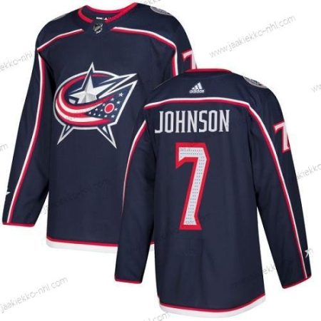 Adidas Miesten Columbus Blue Jackets #7 Jack Johnson Laivastonsininen Sininen Kotiottelupaita Aito Ommeltu NHL Paita