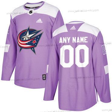 Adidas Miesten Columbus Blue Jackets Mukautettu Violetti Pinkki Jääkiekko Taistelee syöpää vastaan Harjoitus Paita