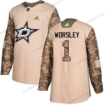 Adidas Miesten Dallas Stars #1 Gump Worsley Maastokuvio Aito 2017 Veterans Day Ommeltu NHL Paita