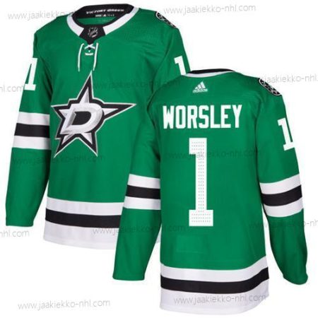 Adidas Miesten Dallas Stars #1 Gump Worsley Vihreä Kotiottelupaita Aito Ommeltu NHL Paita