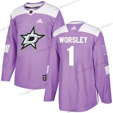 Adidas Miesten Dallas Stars #1 Gump Worsley Violetti Aito Taistelee syöpää vastaan Ommeltu NHL Paita