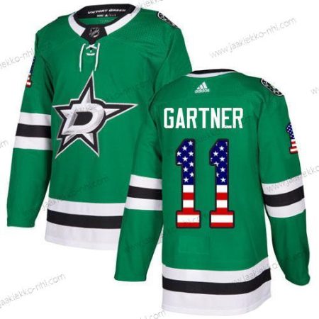 Adidas Miesten Dallas Stars #11 Mike Gartner Vihreä Kotiottelupaita Aito USA Flag Ommeltu NHL Paita