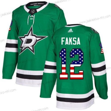 Adidas Miesten Dallas Stars #12 Radek Faksa Vihreä Kotiottelupaita Aito USA Flag Ommeltu NHL Paita