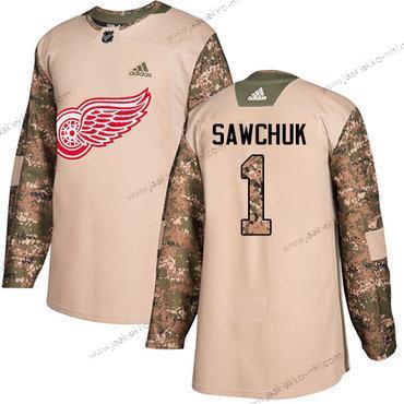 Adidas Miesten Detroit Red Wings #1 Terry SaWCHuk Maastokuvio Aito 2017 Veterans Day Ommeltu NHL Paita