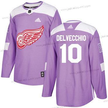 Adidas Miesten Detroit Red Wings #10 Alex Delvecchio Violetti Aito Taistelee syöpää vastaan Ommeltu NHL Paita