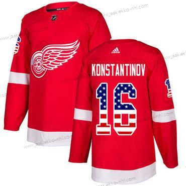 Adidas Miesten Detroit Red Wings #16 Vladimir Konstantinov Punainen Kotiottelupaita Aito USA Flag Ommeltu NHL Paita