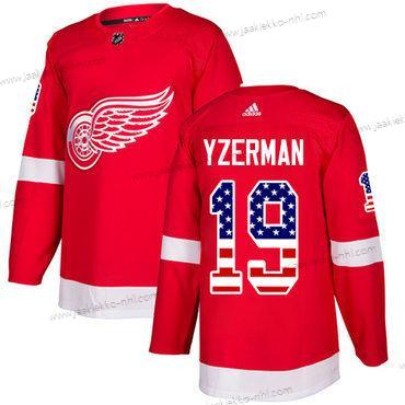 Adidas Miesten Detroit Red Wings #19 Steve Yzerman Punainen Kotiottelupaita Aito USA Flag Ommeltu NHL Paita