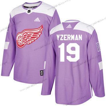 Adidas Miesten Detroit Red Wings #19 Steve Yzerman Violetti Aito Taistelee syöpää vastaan Ommeltu NHL Paita